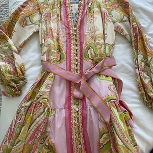 ANTONIO MELANI Pink and Green Paisley Dress